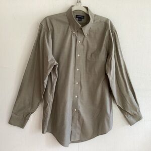 Land’s End gray fine oxford cotton button down shirt 16.5 35 Regular GUC